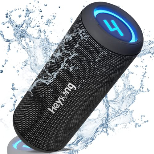 HEYSONG Enceinte Bluetooth Portable, Haut-Parleur Bluetooth 30W sans Fil IPX7 étanche, Baffle Bluetooth Puissante avec Lumière LED, Lecture USB, Lecture Carte SD, AUX-in, pour Les Voyages/Extérieur