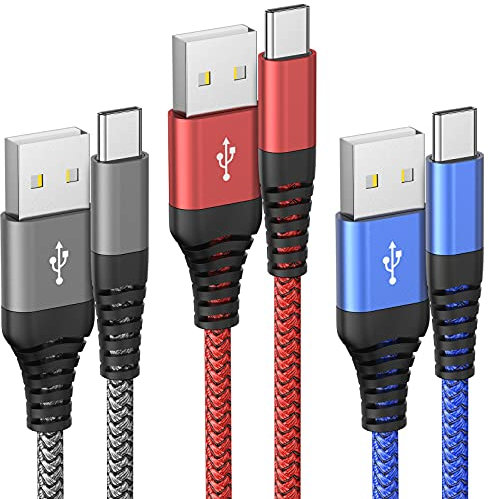 USB C Kabel 3 Pack 1.8M Ladekabel USB C Schnellladekabel QC 3.0 USB Typ C Kabel Kompatibel Samsung Galaxy S23 S22 S21 S20,Note 10/9/8, iPhone 16, iPhone 15/15 Pro,Huawei,HTC,LG,Sony Xperia, Moto