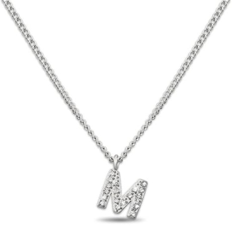 GD GOOD.designs Kette mit Buchstaben M Silber für Damen I Hautverträgliche Halskette mit initialen Anhänger I Silberne 316L Edelstahl Buchstabenkette - Valentinstag-Geschenk für Sie und Ihn