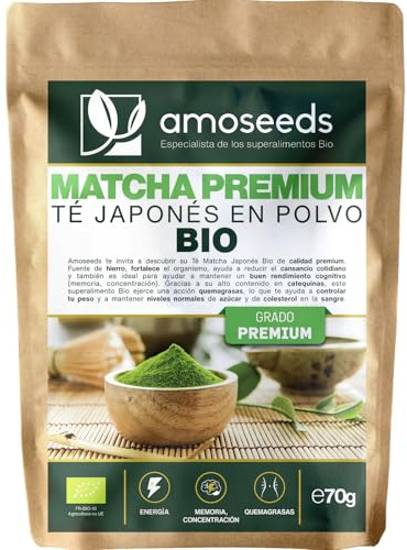 Té Matcha Japonés en polvo BIO 70g | Grado Premium, Auténtico | Tè Verde | 100% hojas de té verde recolectadas A Mano | Kagoshima | Natural y Puro | Primera calidad