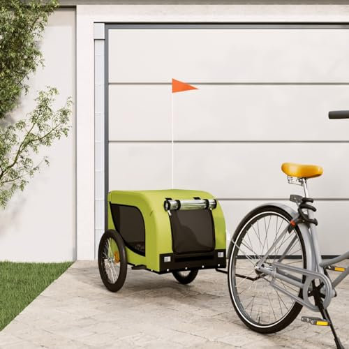 ZEYUAN Fahrradanhänger Hunde Grün und Schwarz Oxford-Gewebe und Eisen, Fahrrad Anhänger, Lastenanhänger, Handwagen, Fahrrad-lastenanhänger, Lastenfahrrad 94011