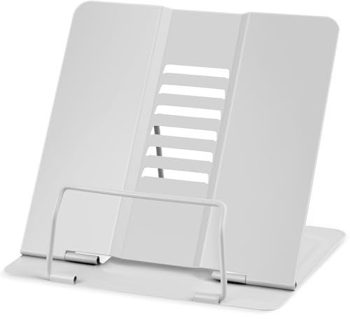 WuGU Buchständer Metall,verstellbarer Faltbarer Buchständer kinder, Multifunktionales Metall-Lesegestell für Halten von Redeentwürfen, Lehrbüchern, iPads, Rezepten (Grau)