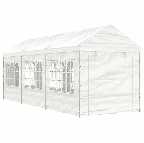 ARKEM Pavillon mit Dach Weiß 6,69x2,28x2,69 m Polyethylen Garten Pavillion Party Zelt