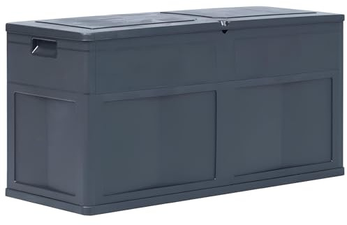 Primal Internet GmbH Premium Aufbewahrungsbox Garten wetterfest mit Deckel | Gartenbox wasserdicht & abschließbar | Auflagenbox 320l | XXL Kunststoff-Box mit Holz-Optik
