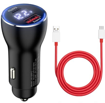 100W SUPERVOOC Charge Autoladegerät WARPCHARGE USB C Ladekabel Dual USB C Zigarettenanzüpnder Kfz-Schnellladegerät Adapter kompatibel für Oneplus 13 13R 12 12R 11 11R 11 Pro 10 9 8 7 Nord 4 3 2
