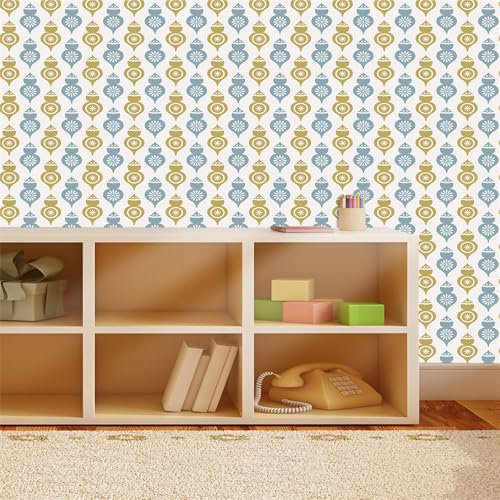 Selbstklebende Tapete Retro Blaues Muster Strukturtapete Wandtattoo Schlafzimmer Tapete Selbstklebend Vliestapete Wallpaper for Living Room Tapeten Leicht zu Entfernen Wandschutzfolie 40x100cm/1 Pcs