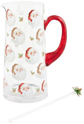 Mud Pie Santa Glass, brocca da 1700 g | agitatore 26 cm, trasparente