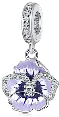 LZHRD Stiefmütterchen-Anhänger-Charm aus 925Er-Sterlingsilber, Passend für -Armband-Halskette, Scc2583