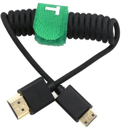 HangTon 8K 4K 60p Mini HDMI a HDMI 2.1 Cable trenzado en espiral para Nikon Z5 Z6II Z7 D750 Sony CX7 SR7E Canon EOS R RP 5DIV ATOMOS Ninja V Portkeys Feelworld Video Assist Monitor Tipo A C