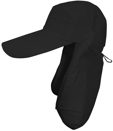 Gorra Nuca para Hombre y Mujer, Gorras y Sombreros Protección UV, Gorras de béisbol con Cubierta de Cuello Plegable y Secado Rápido, Talla única (FR/ES, Letras, Talla única, Negro 2)