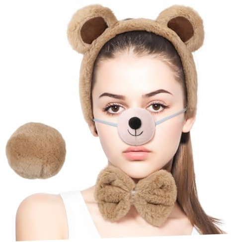 Cabilock Bären-stirnband Mit Ohr-design Flauschigem Material Verstellbarem Gummiband Süßem Aussehen Für Tier-cosplay Party-zubehör Stirnbänder Für Erwachsene Frauen