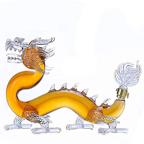 Dragon Zodiac 1000ML Whiskey Decanter LeadFree Borosilicate Glass Liquor Carafe Bottle