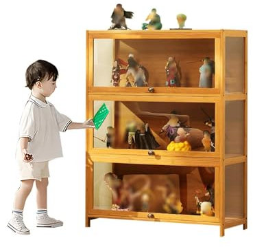Ywanwj 70×32×106cm Kuriositätenschränke mit Glastüren, Sammlungsdisplay, hochtransparentem Acrylmaterial robust und langlebig sondern auch Lego, Bücher, Dekorationen, Statuen, usw. platzieren