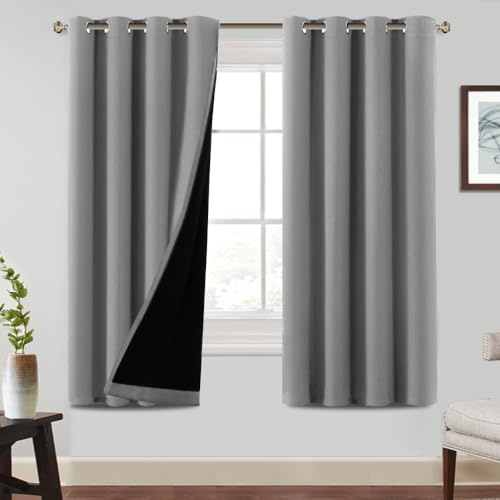 BellaHills 100% Verdunkelungsvorhänge aus Leinen für Schlafzimmer 2 Paneele,2X H145cmxB140cm,Bimsstein