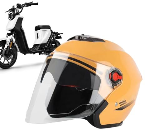 Casque Moto, Casque Scooter, Casques Jets pour Moto, Casque Trottinette Electrique, Casque De Moto À Visage Ouvert, Casque Moto Scooter Jets Double Visiere Pare-Soleil, De Léger Respirant