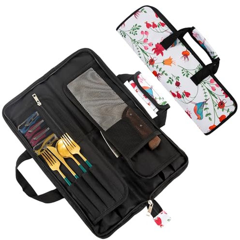 Chefs Knife Roll Bag,Knife Bag,Knife Bags for Chefs,Heavy Duty Oxford Knife Roll with 13 Slots for Storing Kitchen Tools,Multi-Function Tool Roll Bag