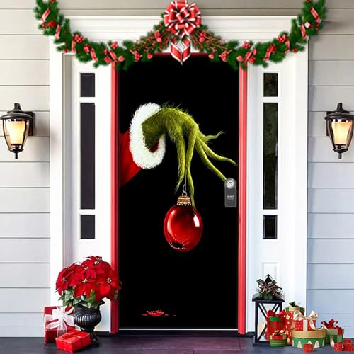REGAPOG Weihnachtsdeko Tür Abdeckung Dekoration Hängen Banner Hintergrund, Weihnachtsbanner Für Haus Haustür Veranda Weihnachten Deko -91 X 203 cm (F)