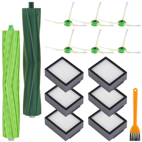 14 piezas Accesorios de Recambios para iRobot Roomba Combo i5/i5+/j5/j5+ | Kit Recambios Repuestos con 2 Cepillos Principales, 4 almohadillas de mopa, 6 Cepillos Laterales, 6 filtros, 1 Cepillo