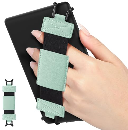 MoKo Soft Hand Strap for 6-8 Kindle eReaders Fire Tablet Kindle/Kobo/Voyaga/Lenovo Kindle E-Book Tablet,Black High-Elasticity Versatile Hand Strap Lightweight Finger Grip Holder,Lychee Tequila Green
