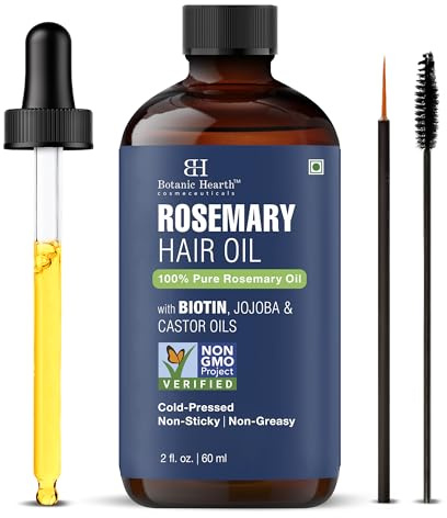 Botanic Hearth Rosemary Oil for hair growth 2 fl oz (60 ml) | For Thicker Hair, Scalp Treatment for Hair Loss, Dry & Frizzy Hair Repair, Deep Nourishing Oil for Damaged Hair | 100% Natural and Vegan