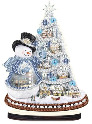 DCIDBEI Adorno Acrílico Pintura de Diamante Navidad 13x20cm 5D DIY Diamond Painting Tabletop Decoración de Mesa Punto de Cruz Diamantes Adornos de Escritorio Especial Diamante Árbol de Navidad