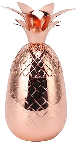 ZJchao Coppa di Shaker da Cocktail, Mixer da Cocktail in Acciaio Inossidabile a Forma di Ananas da 500 Ml per Bar (Oro rosa)