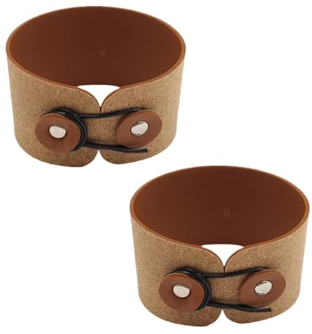 2-Pack Brown PU Leather Coffee Cup Sleeves - Heat-Resistant, Non-Slip Grip, Fits 12-16oz Mugs & Glasses, Easy-Clean Insulators