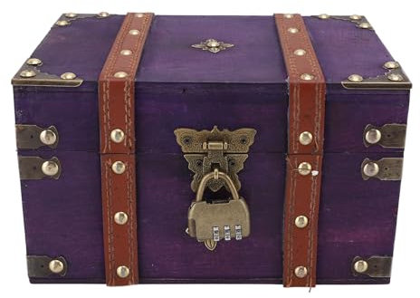 Zerodis Cassa del Tesoro in Legno, Custodia Vintage con Blocco Organizzatore di Gioielli a Grande capacità Decorazione Portatile Decorazione Fatta per le Collane, Anelli, Orecchini