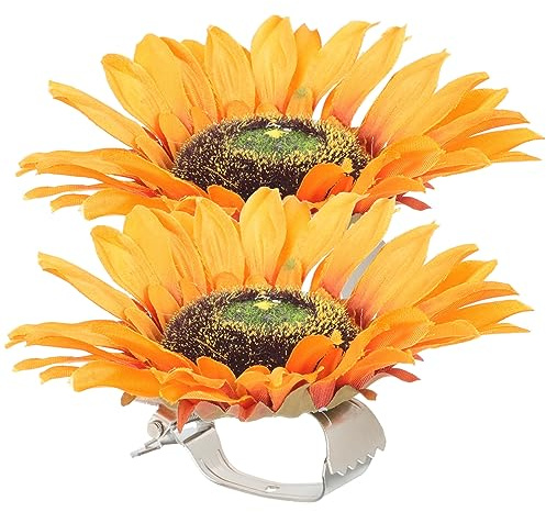 HEALEEP Ganci Fermatende a Forma di Girasole in Metallo per Tende Sottili, Set 2 Pezzi Design Compatto Senza necessità di Forare per Soggiorno e Studio