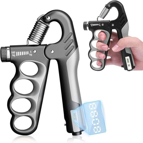 Électronique Grip Musculation Main - Avant Bras Muscu Trainer avec Compteur, Réglable de 5 à 100kg pour Améliorer la Force de Préhension et Renforcer les Avant-Bras