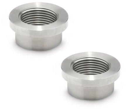 Ganter Normelemente Manguito de soldadura, manguito de acero inoxidable, 2 unidades, rosca en pulgadas G1/2, con pretina, GN 7490-NI-G1/2-B