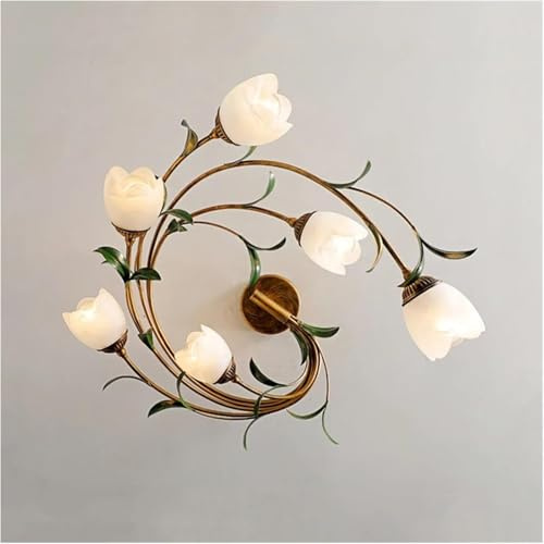 Green Retro Pastoral Style Indoor Glass Lantern - Apartment Room Decoration Led Ceiling Light,Lighting Wall Sconce