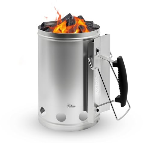 Joyagrill XL - Accendifuoco per barbecue, in acciaio inox, con manico per carbone e bricchette