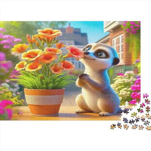 Meerkat Jigsaw Puzzles Meerkat Flower Pot Recycled Paper for Women, Gifts for Men, Great Gift Idea 70x50cm/1000pcs