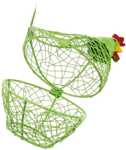 Ipetboom Cestino Portauova in Metallo a Forma di Gallina Base Stabile, Contenitore Multifunzione per Uova Fresche e Frutta, Accessorio Cucina per Uso Domestico e Ristoranti