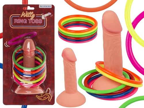 Juego de Lanzamiento de Anillas para Adultos, Despedida de Soltera, Forma de Pene 15cm con 6 Anillas Multicolor, Regalo Divertido