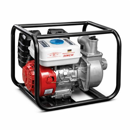 Motopompa a Scoppio Autoadescante 3 Pollici 6,5 CV – Pompa Acqua Benzina 4 Tempi 60.000 L/h, Altezza 30m, Aspirazione 7m – Ideale per Irrigazione, Giardinaggio e Svuotamento