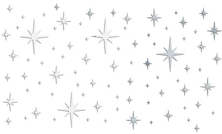 82 Stück Spiegel Wandaufkleber Sterne, 3D Spiegel Aufkleber – Acryl Wandtattoo Sterne Selbstklebend für Wohnzimmer, Schlafzimmer, Kinderzimmer – Reflektierende Wanddekoration, Silber