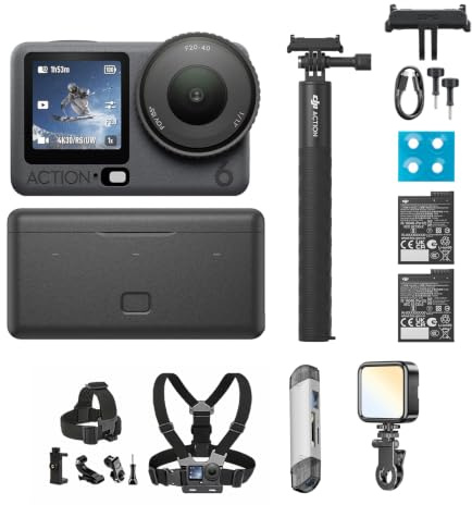 DJI Osmo Action 6 Enhanced Combo, Action Camera With 1/1.1″ Square Sensor, Extended Battery Life With 2 Batteries, Variable Aperture of f/2.0–f/4.0 (Action 6 Enhanced Combo Bundle)