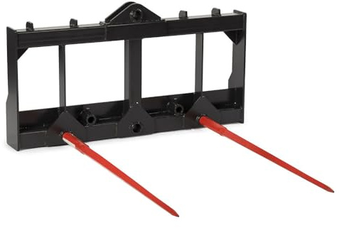 Titan Attachments HD Skid Steer Hay Frame Attachment, Two 39 Hay Spears, Rated 4,000 LB, Quick Tach Mounting, Hay Handing Equipment for Bobcat Tractors