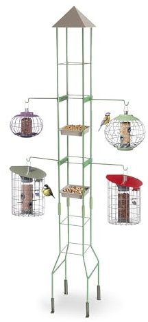 The Nuttery TWGA01 Bird Feeding Station – Heavy Duty Freestanding Metal Bird Feeder Stand with 4 Brackets & 2 Trays – Weather-Resistant Steel Garden Feeding Station for Robins & Small Wild Birds