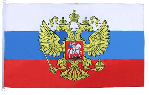 AZ FLAG Bootsflagge Russland mit Adler 150x90 cm Kunststoffringe | Für außen und Boote Russische Bootsflagge wetterfest mit doppelten Nähten und verstärkten Kanten Mesh-Polyester