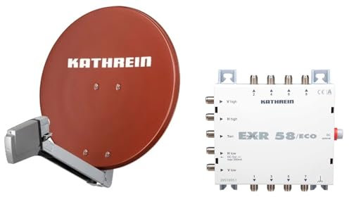 HD Sat Anlage von Kathrein für 8 Anschlüsse mit Kathrein CAS 80 (75cm) in rot + Quattro LNB & EXR 58/ECO - Für HDTV 1080p, 3D, Ultra HD 4K