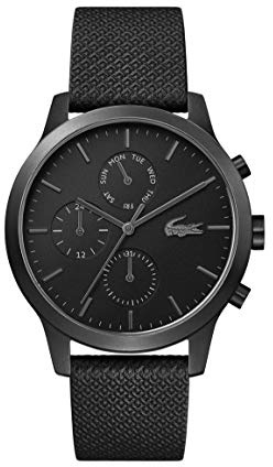 Lacoste Montre Analogique Multifunction à Quartz pour Homme Collection LACOSTE.12.12 avec Bracelet en Cuir Noir - 2010997
