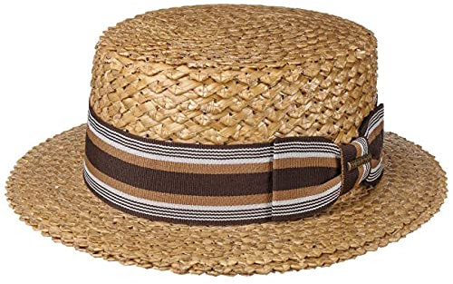 Stetson Vintage Wheat Boater Kreissäge Damen/Herren (Kopfhöhe ca. 9,5 cm) - Strohhut mit Garniturband und Schleife - Sommerhut aus Stroh - Sonnenhut mit Futterband Frühjahr/Sommer beige XXL (62-63 cm)