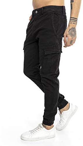 RED BRIDGE Jogger Pants pour Homme Pantalons Cargo en Denim Jean Noir W30 L32