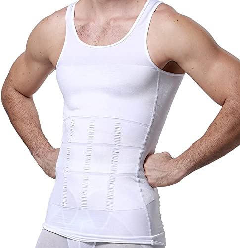 Camiseta Moldeadora Hombre compresión Adelgazante Abdomen Blanco,M