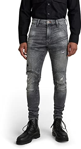G-Star Raw Herr 5620 3D dragkedja knä smal passform jeans, Vintage rippad basalt, 28W / 30L