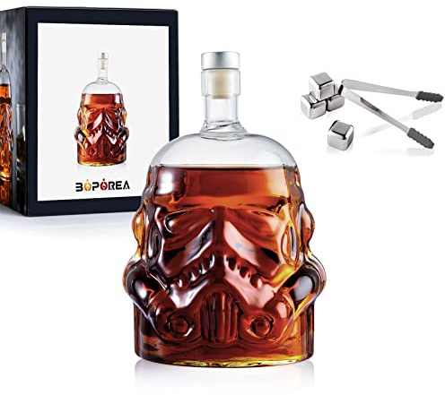 Whiskey Decanter Set Transparent Creative,Gifts for Men,Whiskey Flask Carafe Decanter with 4 Whiskey Stones and Tong,Whiskey Carafe,Glasses for Brandy,Scotch,Vodka,Gifts for Dad,Husband,Boyfriend