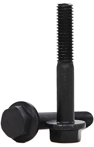 binifiMux 10pcs M6 x 40mm Flanged Hex Head Bolts Flange Hexagon Screws, Half Thread, Grade 10.9 Alloy Steel, Black Oxide Finish,